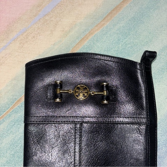 Tory Burch Nadine Riding Boots Black Leather 8.5 - Picture 5 of 11